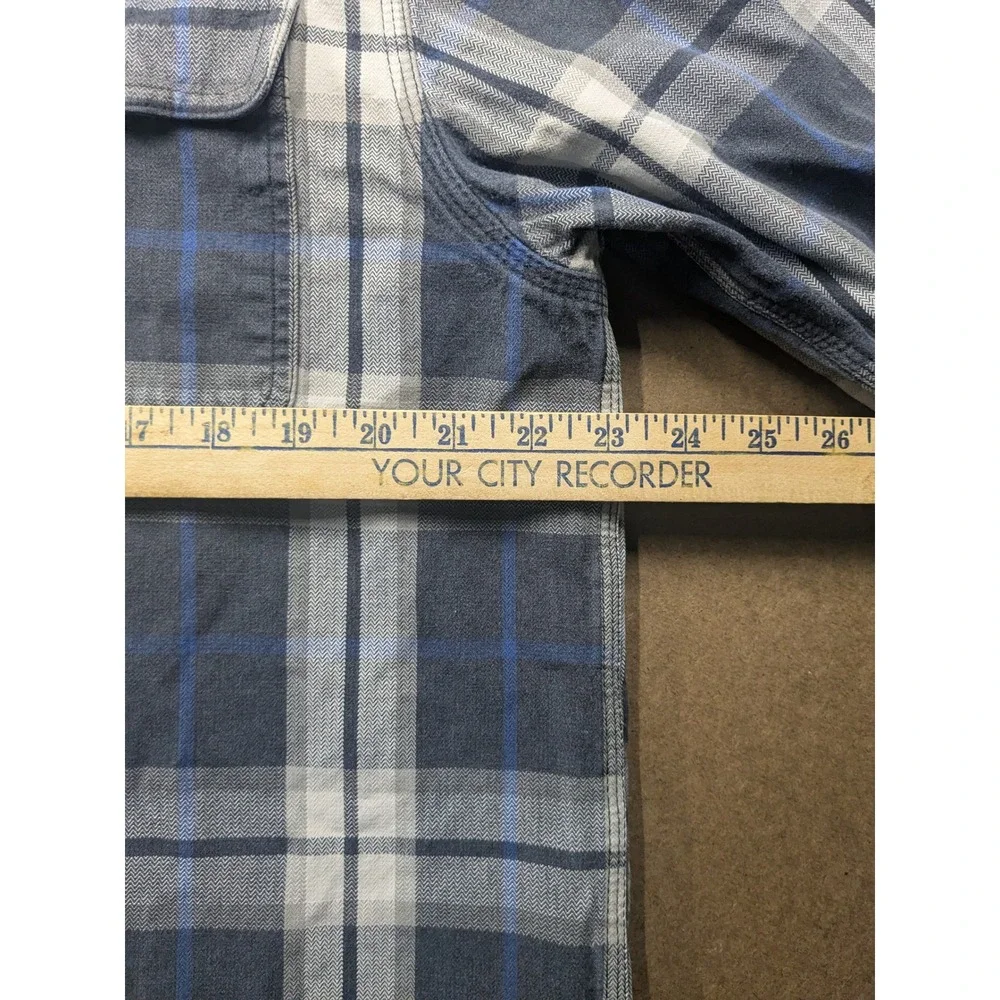 Carhartt Mens Blue Grey Plaid Flannel Shirt Original Fit L 101294 013